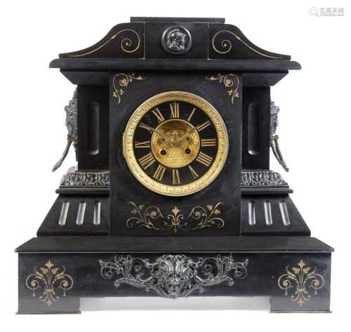 19th Century black slate mantle clock