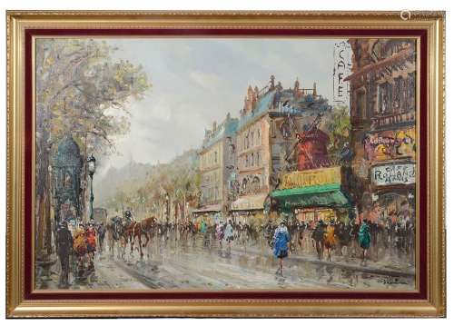 Salvadore Demone (Italian, b.1928) 'Parisian street scene wi...