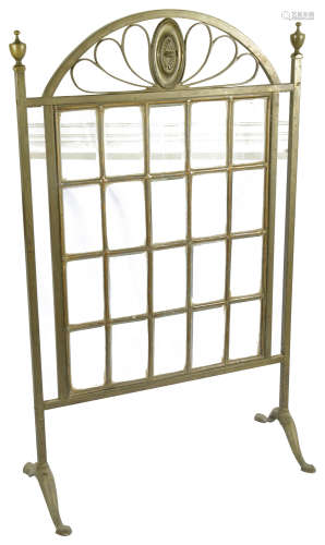 An Edwardian Neoclassical Adam style brass and leaded glass ...