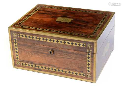 A 19th Century brass inlaid rosewood vanity box.