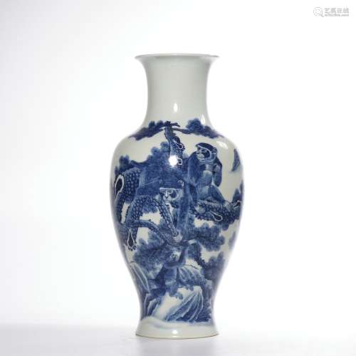 A blue and white 'monkey' vase