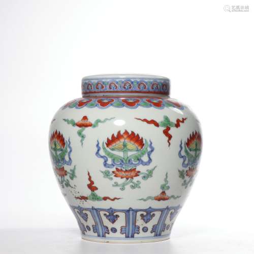 A Wu cai 'floral' jar and cover
