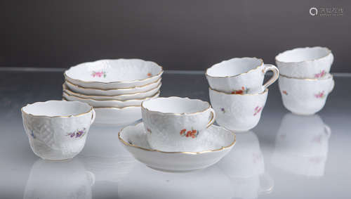 Set aus 6 Mokkatassen m. Untertassen (Meissen, 1. Wahl), 12 ...