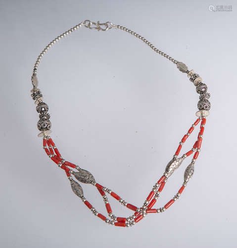 Collier 925 Silber m. Korallen