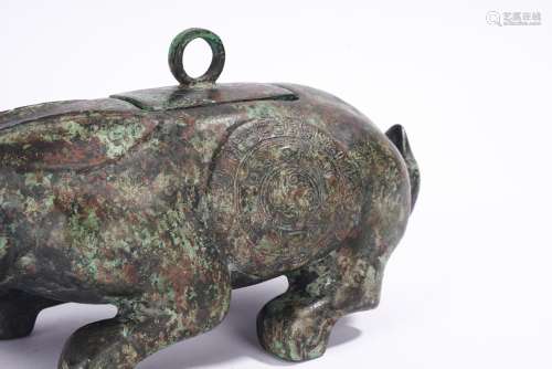 Chinese Archaic Bronze Cast Rabbit Censer