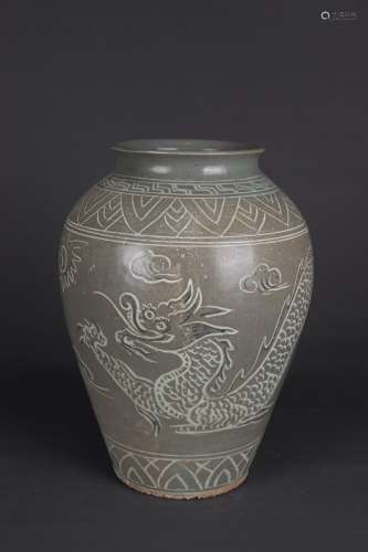 chinese gaoli porcelain dragon patern pot