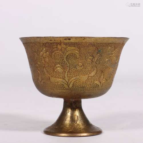 chinese gilt bronze wine cup