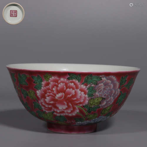 chinese red glazed porcelain bowl