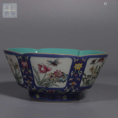 chinese blue-ground famille rose porcelain bowl