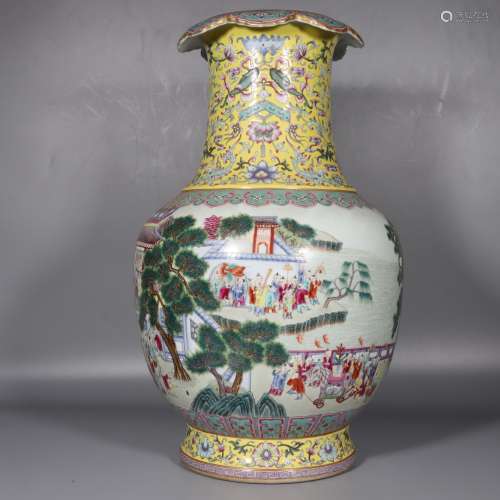 chinese yellow-ground porcelain vase