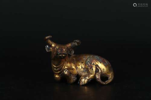chinese gilt bronze ox