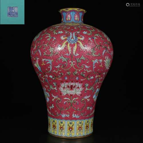 chinese red glazed porcelain meiping