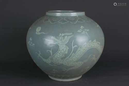 chinese gaoli porcelain dragon pattern pot
