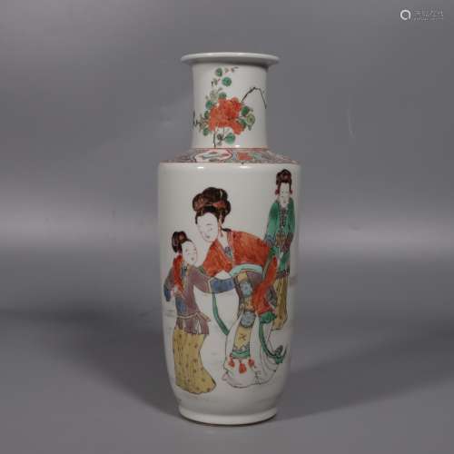 chinese famille rose porcelain rouleau vase
