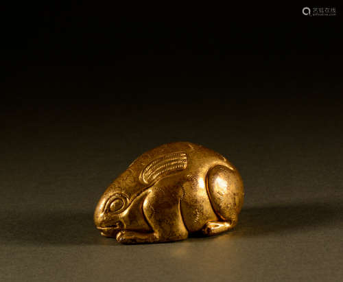 Ming Dynasty - bronze gilt rabbit - shaped town