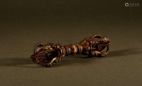 14th century - Iron and gold vajra pestle