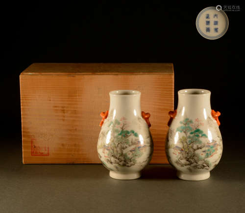 Qing Dynasty - A pair of pastels