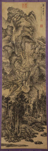 Qing - Kangxi ink landscape scroll on silk