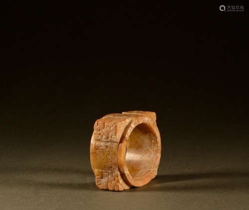 Western Zhou Dynasty - Hetian jade beast face ring