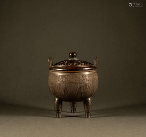 Qing Dynasty - bronze censer with upright ears