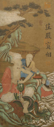 Tang Dynasty - Wu Daozi solemn treasure phase silk scroll