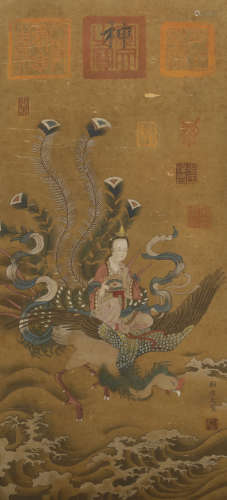 A standing scroll on silk by Gu Kaizhi in the Eastern Jin Dy...