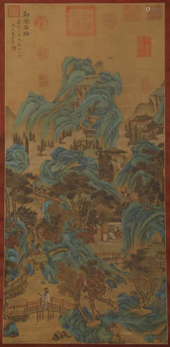 Southern Song Dynasty - Xiagui green landscape silk axis