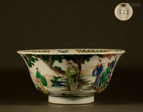 Qing Dynasty - Pastel figure bowl