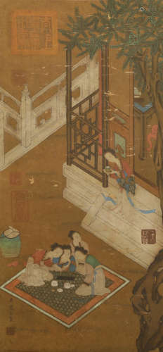 Tang Dynasty - Wu Daozi ladies picture silk scroll