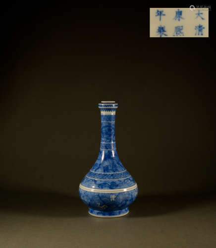 Qing Dynasty - Blue and white sea eight strange vase