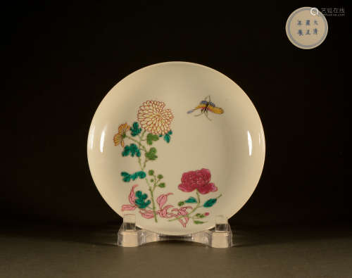 Qing Dynasty - Pastel flower plate