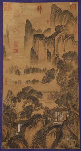 Song Dynasty - Li Cheng ink landscape scroll on silk