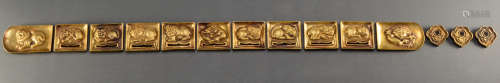 Tang Dynasty - silver gilt belt set