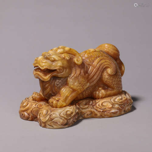 A hollowed out Tianhuang stone beast incense burner