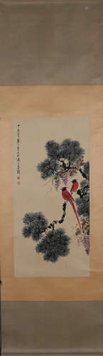 A Chinese bird-and-flower painting, Jiang Hanting mark