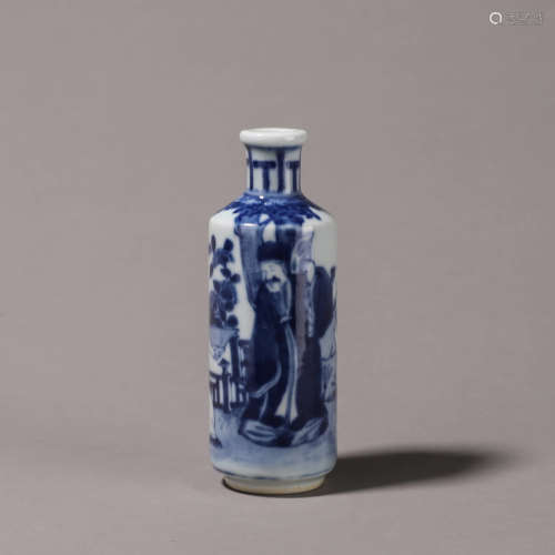 A blue and white figure porcelain snuff bottle