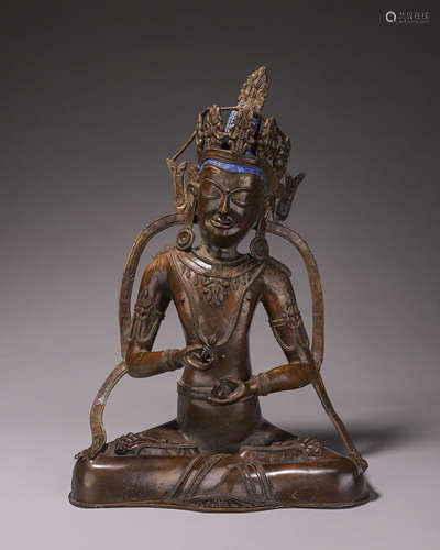 A gilding copper Vajrasattva buddha statue