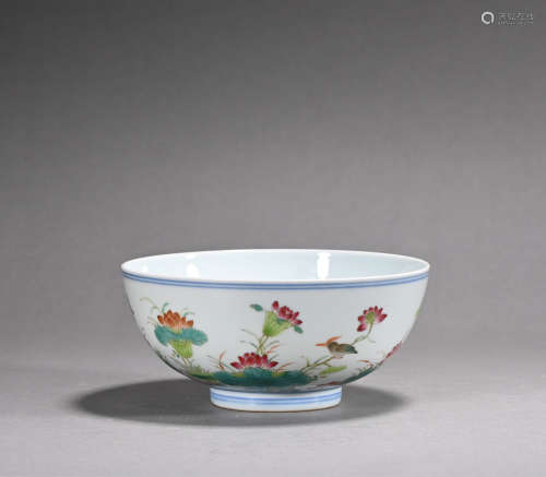 A famille-rose 'floral and birds' bowl