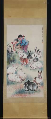 A Jiang zhaohe's rabbit painting
