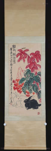 A Qi baishi's rabbit painting