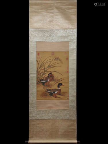 A Jiang tingxi's flowers and birds painting