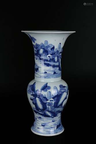 Blumenvase mit Blumenmustern, blauweißes Porzellan