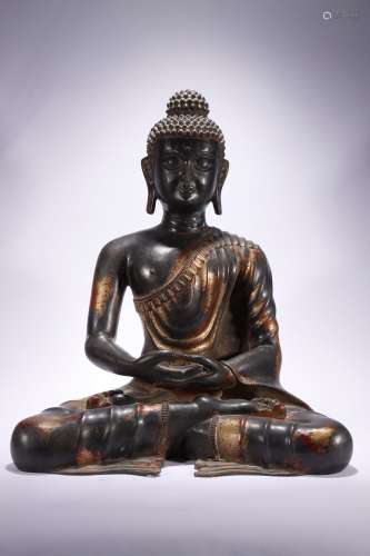 Sitzende Sakyamuni Statue, vergoldete Bronze