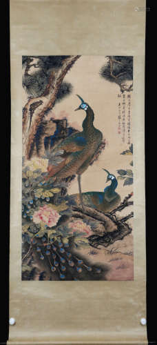 A Jiang hanting's peacock painting