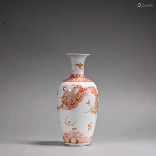 A allite red glazed 'dragon' vase