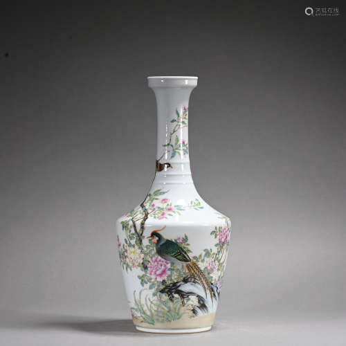 A famille-rose 'floral and birds' vase