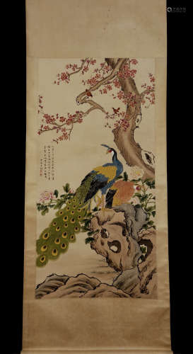 A Chen zhifo's peacock painting