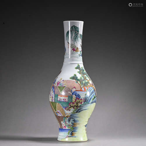 A Wu cai 'figure' vase