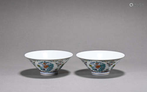 A pair of Dou cai cup