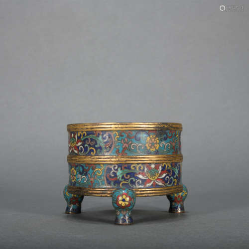 A Cloisonne enamel 'floral' censer